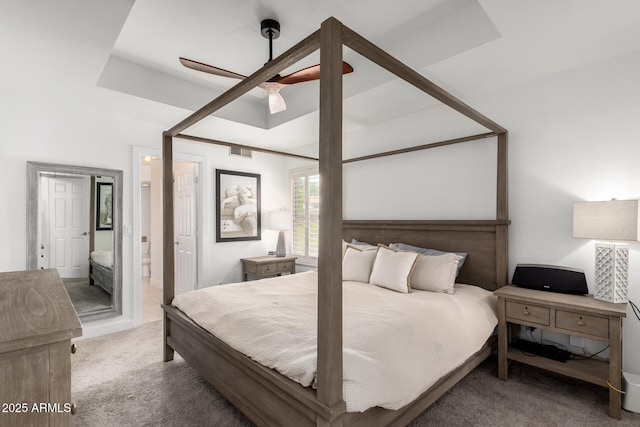 9100 E Captain Dreyfus Ave, Scottsdale, AZ 85260 - carpeted bedroom featuring ensuite bathroom and a ceiling fan