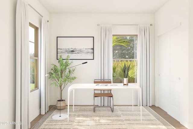 office with wood finished floors