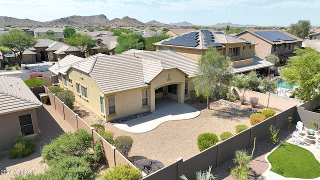 bird's eye view with a mountain view