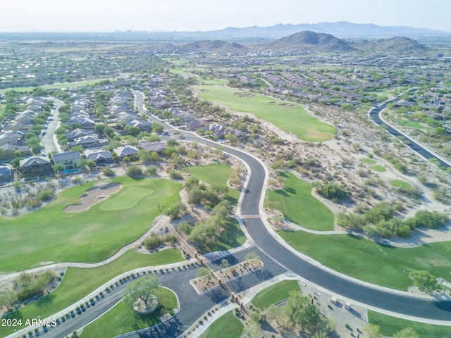 drone / aerial view featuring a mountain view