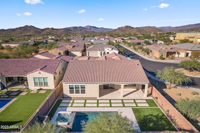 aerial view with a mountain view