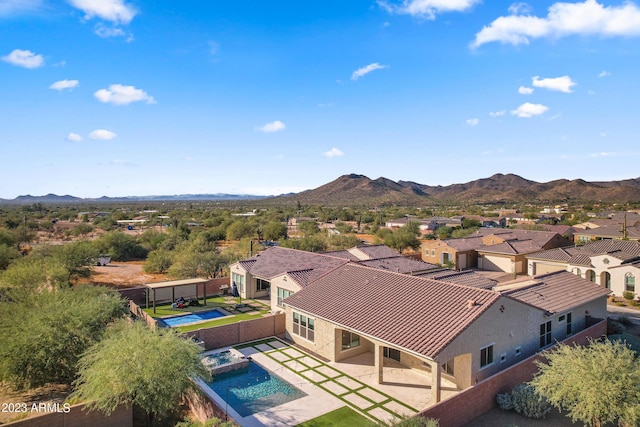 aerial view featuring a mountain view