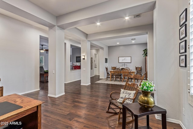 2045 E San Carlos Pl, Chandler, AZ 85249 - foyer with dark wood finished floors, baseboards, and recessed lighting
