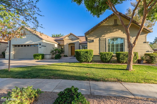 2045 E San Carlos Pl, Chandler, AZ 85249 - view of front facade featuring an attached garage, a front yard, and concrete driveway