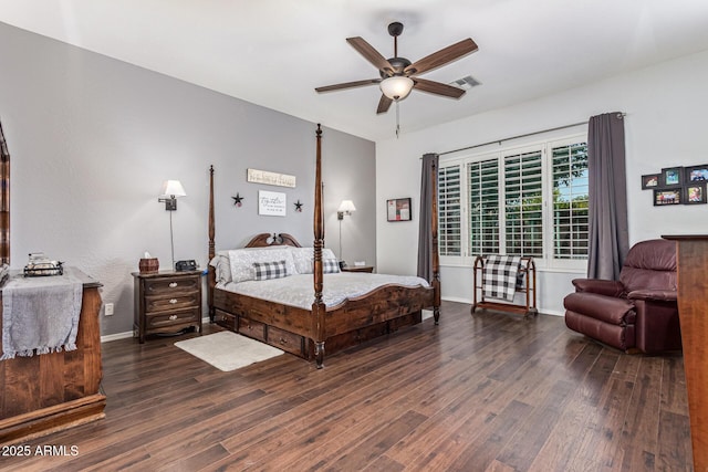 2045 E San Carlos Pl, Chandler, AZ 85249 - bedroom with wood finished floors, baseboards, and a ceiling fan