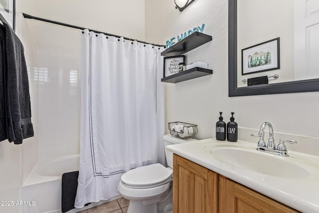 2045 E San Carlos Pl, Chandler, AZ 85249 - bathroom with toilet, tile patterned floors, shower / tub combo with curtain, and vanity