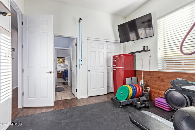 2045 E San Carlos Pl, Chandler, AZ 85249 - exercise area featuring healthy amount of natural light and wood finished floors