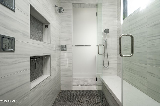 bathroom featuring walk in shower