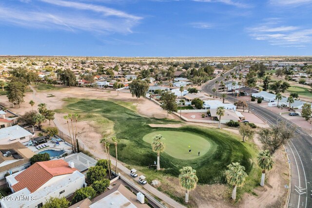 bird's eye view with a residential view and golf course view