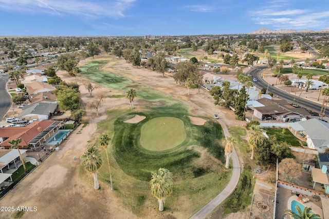 bird's eye view featuring a residential view and view of golf course