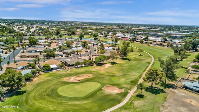 bird's eye view featuring a residential view and golf course view