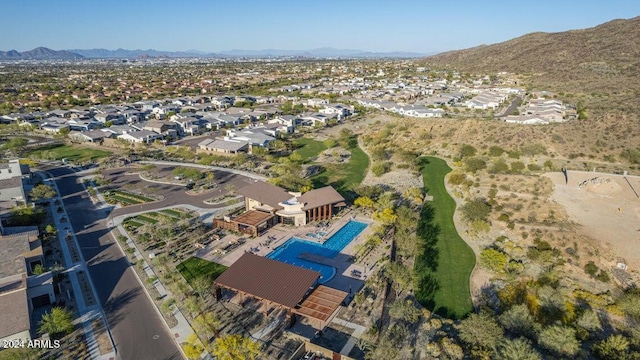 bird's eye view with a mountain view