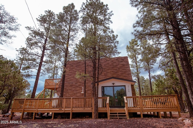 2124 Forest Park Dr, Overgaard, AZ 85933 - rear view of property featuring a shingled roof and a deck