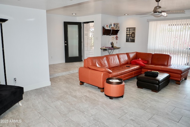 11035 N 37th St, Phoenix, AZ 85028 - living area with baseboards and ceiling fan