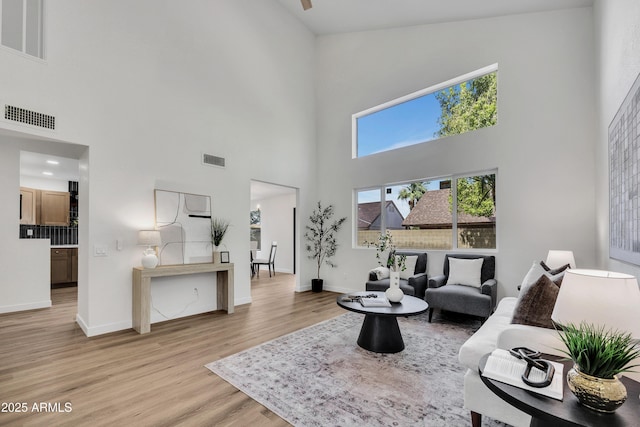 5122 W Mercury Way, Chandler, AZ 85226 - living area with a towering ceiling and light wood-type flooring