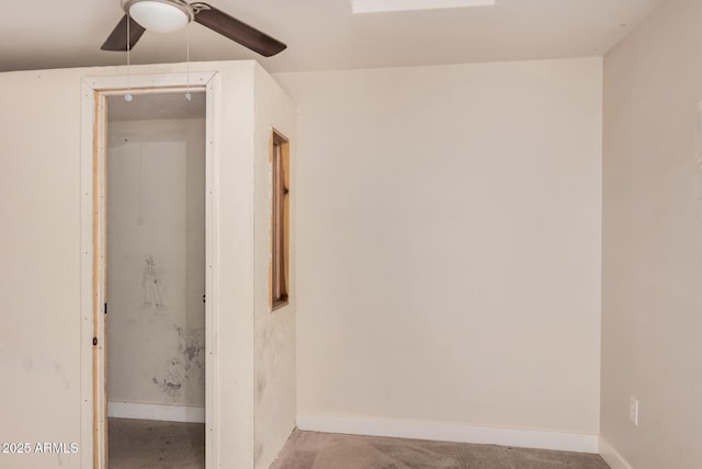 interior space featuring ceiling fan