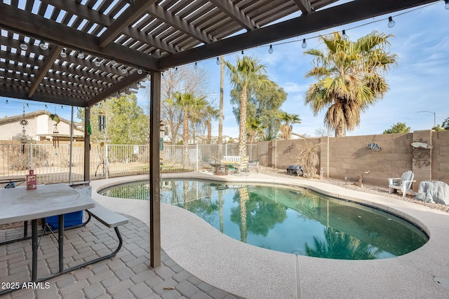 view of pool with a patio area and a pergola