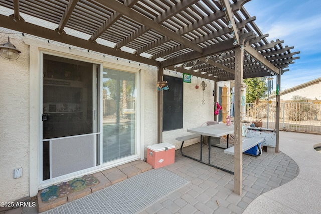 view of patio / terrace featuring a pergola