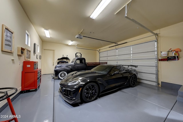 garage with a garage door opener