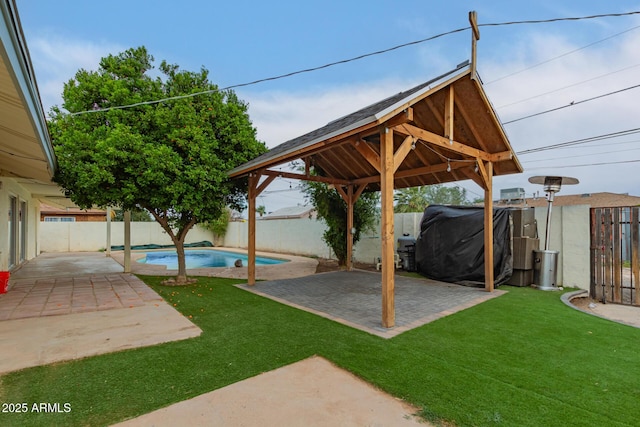 view of yard with a gazebo and a patio