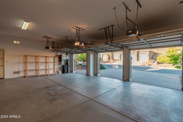 garage with a garage door opener