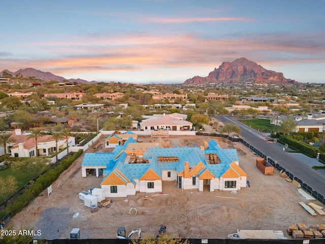 aerial view with a residential view and a mountain view