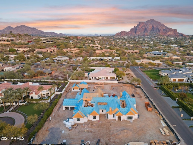 aerial view with a residential view and a mountain view