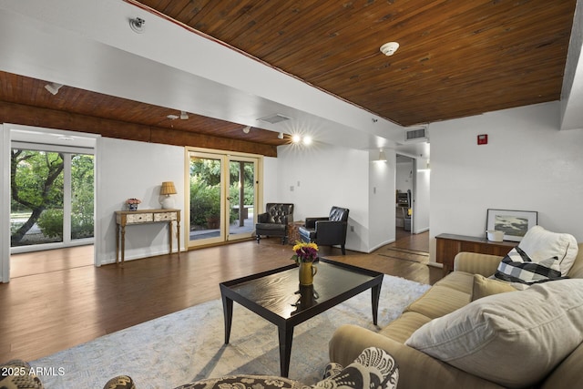 1522 W Myrtle Ave, Phoenix, AZ 85021 - living area with wood ceiling, wood finished floors, and plenty of natural light