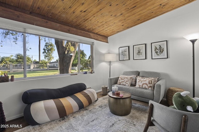 1522 W Myrtle Ave, Phoenix, AZ 85021 - living room with wood finished floors and wooden ceiling