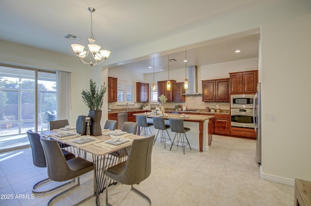 3753 E Ellis St, Mesa, AZ 85205 - dining space featuring visible vents, recessed lighting, and a notable chandelier