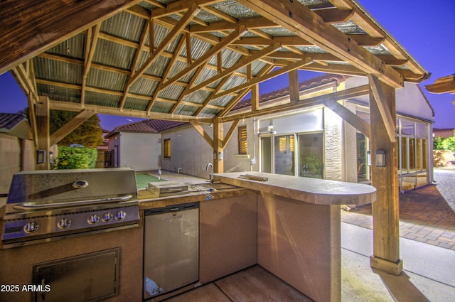 3753 E Ellis St, Mesa, AZ 85205 - view of patio / terrace featuring a gazebo, a sink, exterior kitchen, and grilling area