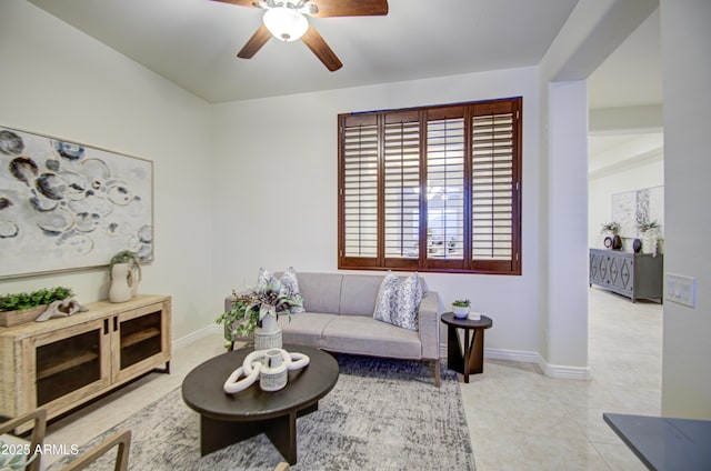 3753 E Ellis St, Mesa, AZ 85205 - living room with baseboards and a ceiling fan