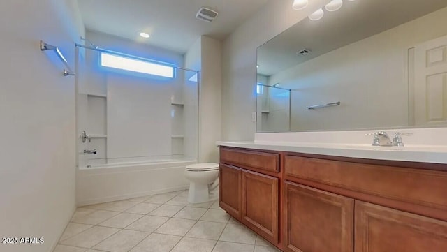 984 W Belmont Red Trl, San Tan Valley, AZ 85143 - bathroom featuring vanity, shower / bath combination, tile patterned floors, and toilet