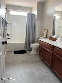 984 W Belmont Red Trl, San Tan Valley, AZ 85143 - full bathroom featuring vanity, plenty of natural light, shower / bath combo, and toilet