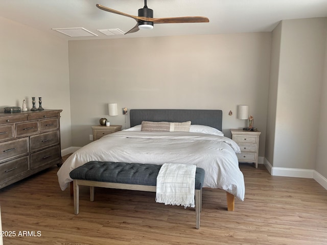 984 W Belmont Red Trl, San Tan Valley, AZ 85143 - bedroom with light wood finished floors, baseboards, and a ceiling fan