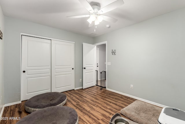 14112 W Larkspur Dr, Surprise, AZ 85379 - sitting room featuring baseboards, ceiling fan, and wood finished floors