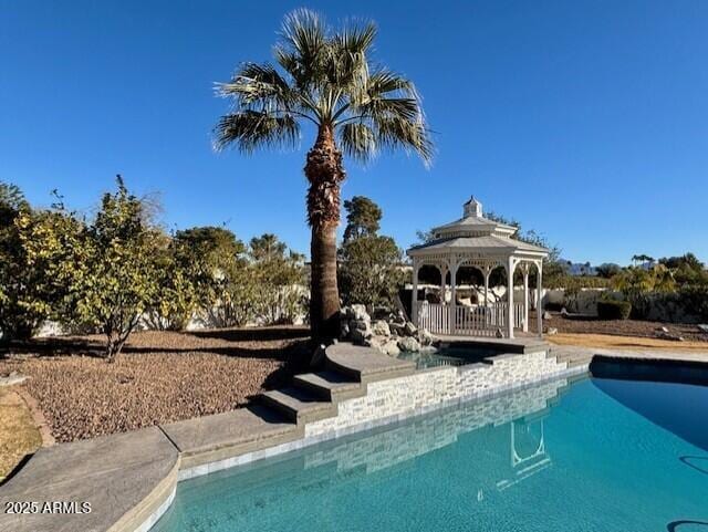 view of pool with a gazebo