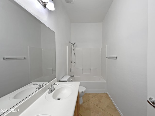 2971 N Rosewood Ave, Casa Grande, AZ 85122 - bathroom featuring toilet, tile patterned floors, vanity, baseboards, and shower / bathtub combination