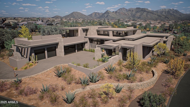 view of front of house with a mountain view