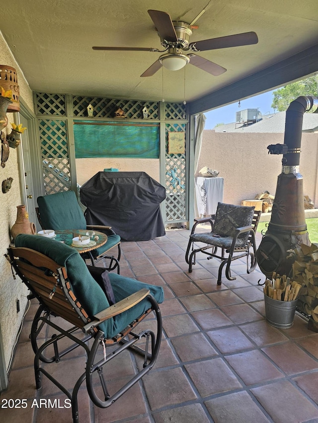 6036 W Mescal St, Glendale, AZ 85304 - view of patio / terrace featuring area for grilling and ceiling fan