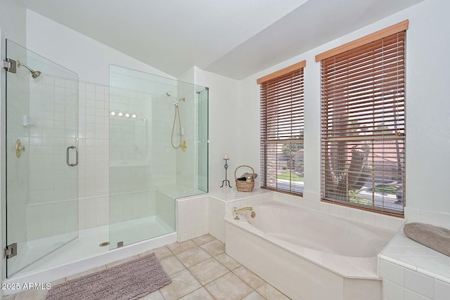 6928 W Oraibi Dr, Glendale, AZ 85308 - full bathroom featuring a bath, tile patterned flooring, and a shower stall