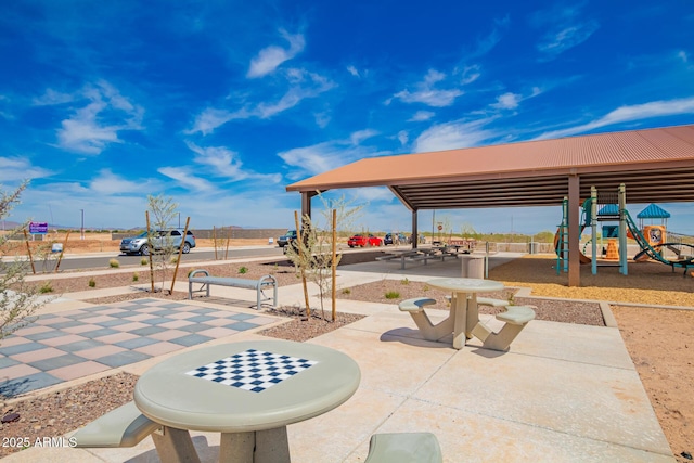 view of patio / terrace with playground community