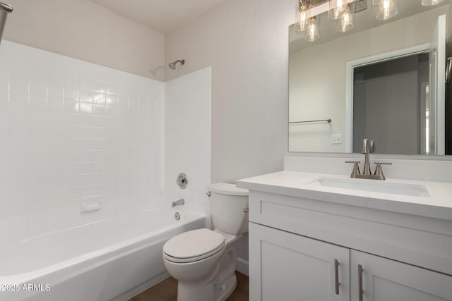 4526 E Bannock St, Phoenix, AZ 85044 - bathroom with toilet,  shower combination, vanity, and wood finished floors
