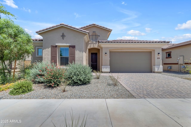 22788 E Orion Way, Queen Creek, AZ 85142 - mediterranean / spanish-style house with driveway, stucco siding, a garage, and a tile roof