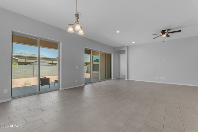 22788 E Orion Way, Queen Creek, AZ 85142 - unfurnished room featuring a ceiling fan, a chandelier, and recessed lighting
