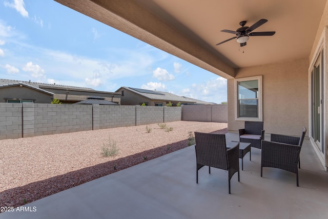 22788 E Orion Way, Queen Creek, AZ 85142 - fenced backyard featuring ceiling fan and a patio