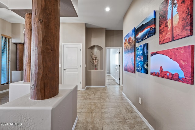 hallway featuring tile patterned floors