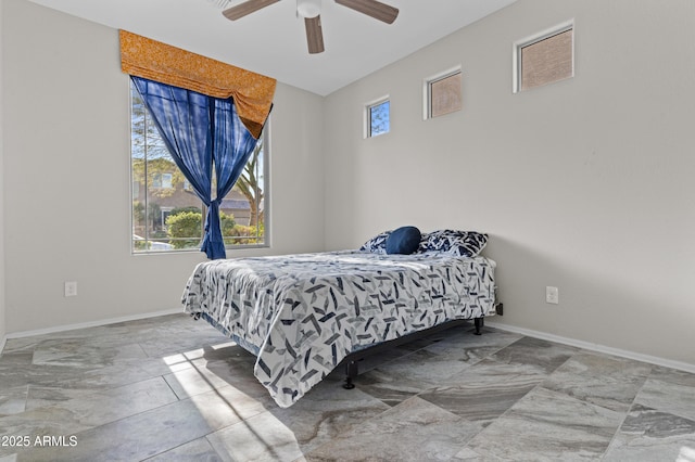 bedroom featuring ceiling fan