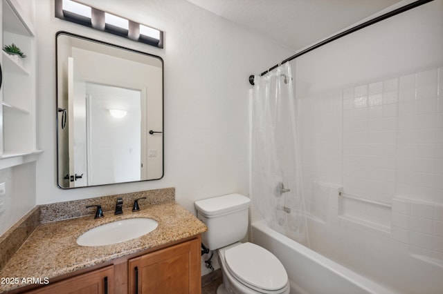 6309 W Hughes Dr, Phoenix, AZ 85043 - full bathroom featuring toilet, vanity, and shower / bath combination with curtain
