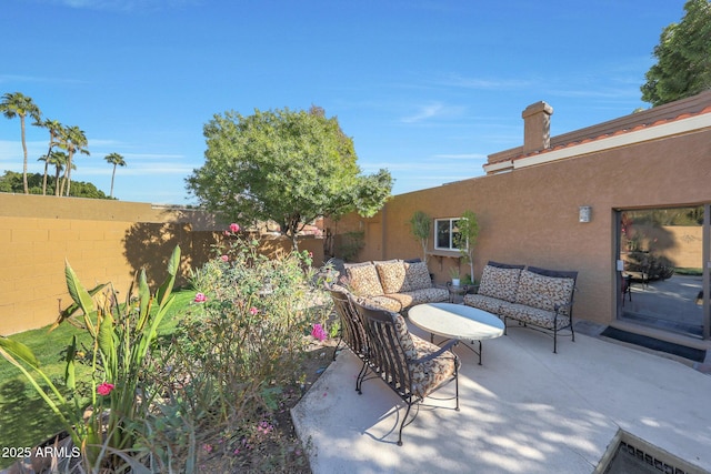 view of patio with an outdoor living space